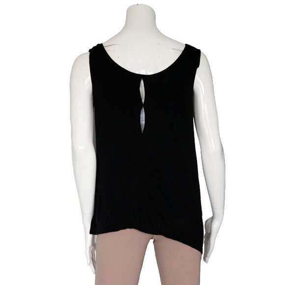 Club Monaco Women's Medium Black Tank Top Scoop Neck Jersey Ribbon Strap Shirt - Picture 7 of 8